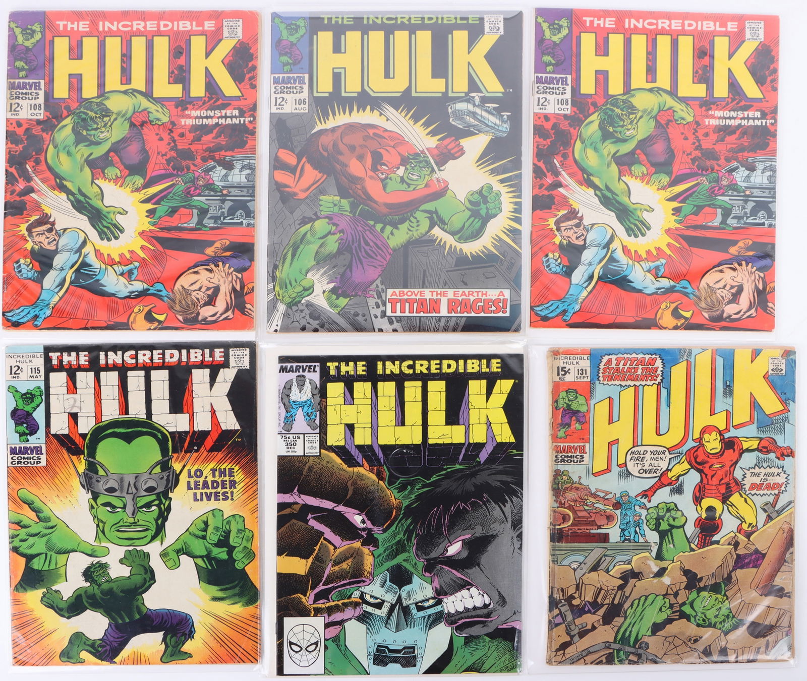 THE INCREDIBLE HULK MARVEL COMICS - LOT OF 6 (1 of 7)