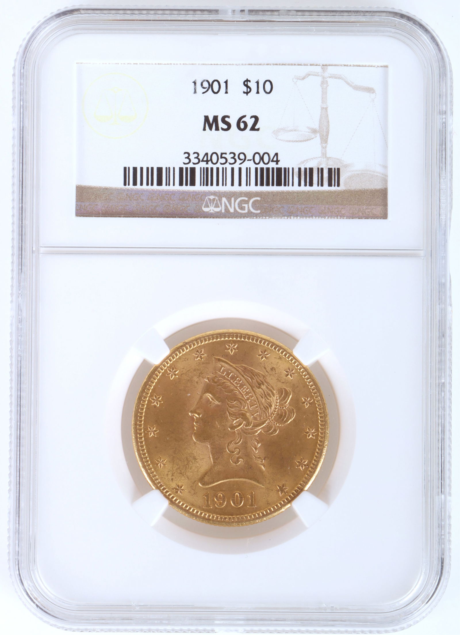 1901 LIBERTY HEAD 90% GOLD MS62 $10 COIN (1 of 2)
