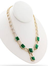 36.96CTW EMERALD & 10.49CTW DIA 18K GOLD NECKLACE