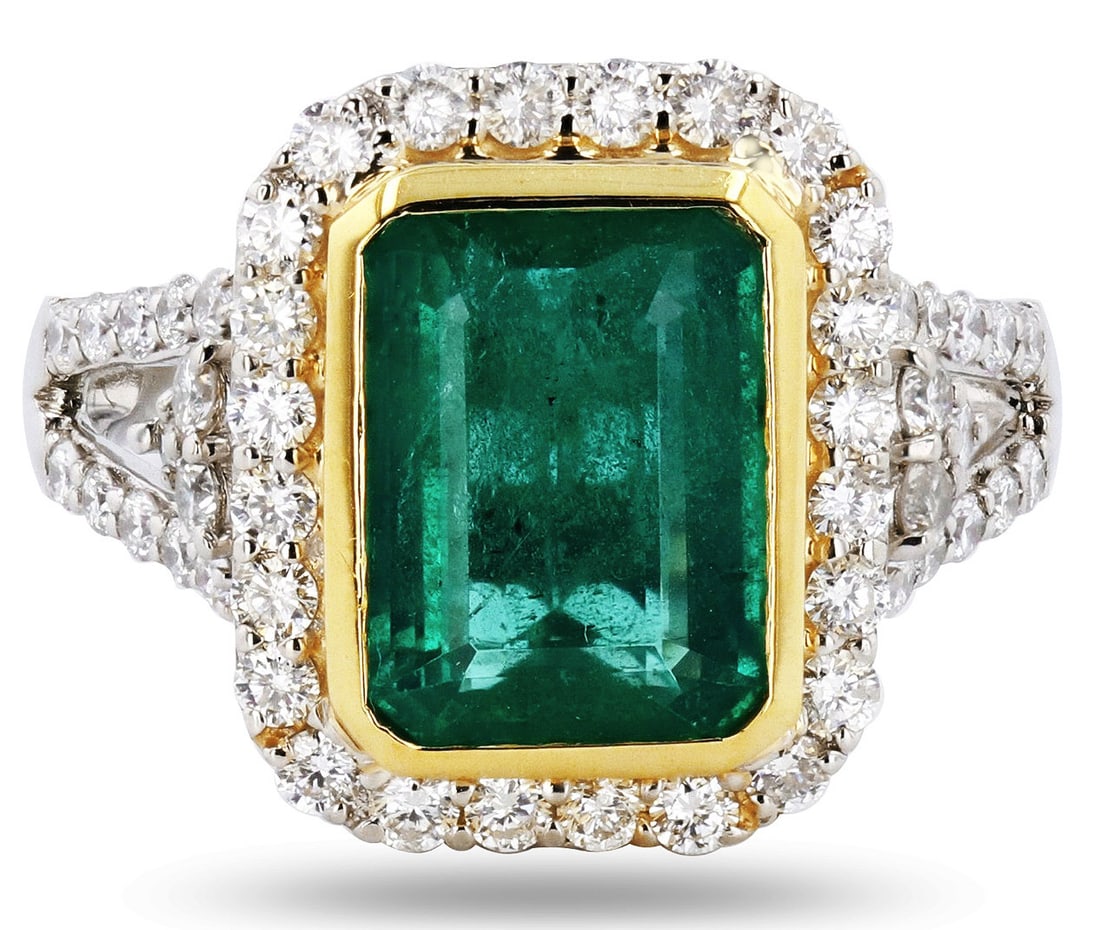 PLATINUM 2.87CT EMERALD & 0.96CTW DIAMOND RING (1 of 4)