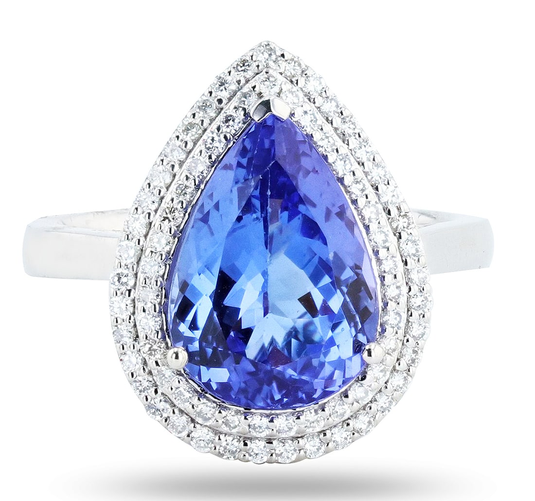 4.58CT TANZANITE & 0.36CTW DIAMOND PLATINUM RING (1 of 4)