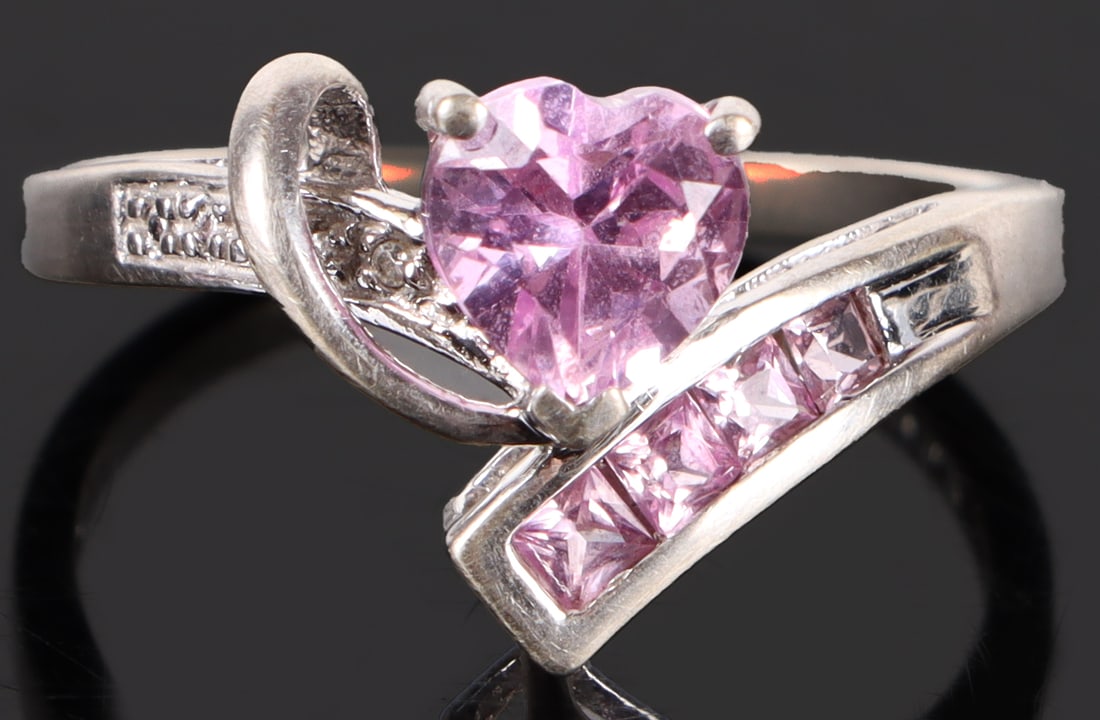 10K YELLOW GOLD PINK SAPPHIRE LADIES RING (1 of 3)