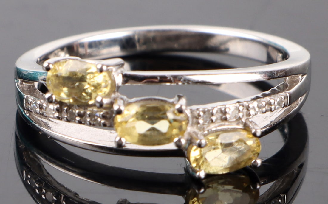 14K WHITE GOLD 0.44CTW YELLOW BERYL RING W/ CERT (1 of 4)