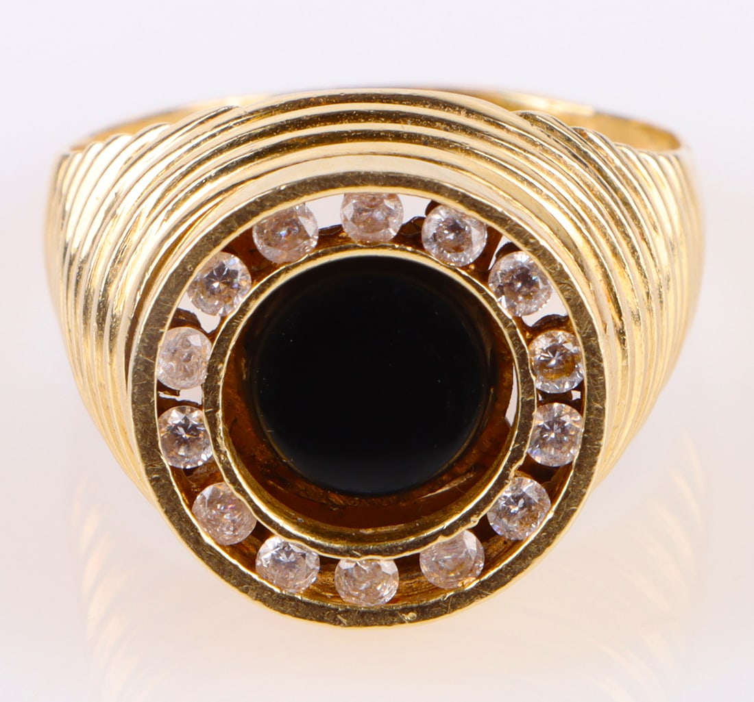 14K YELLOW GOLD CZ ONYX MEN'S COCKTAIL RING (1 of 3)