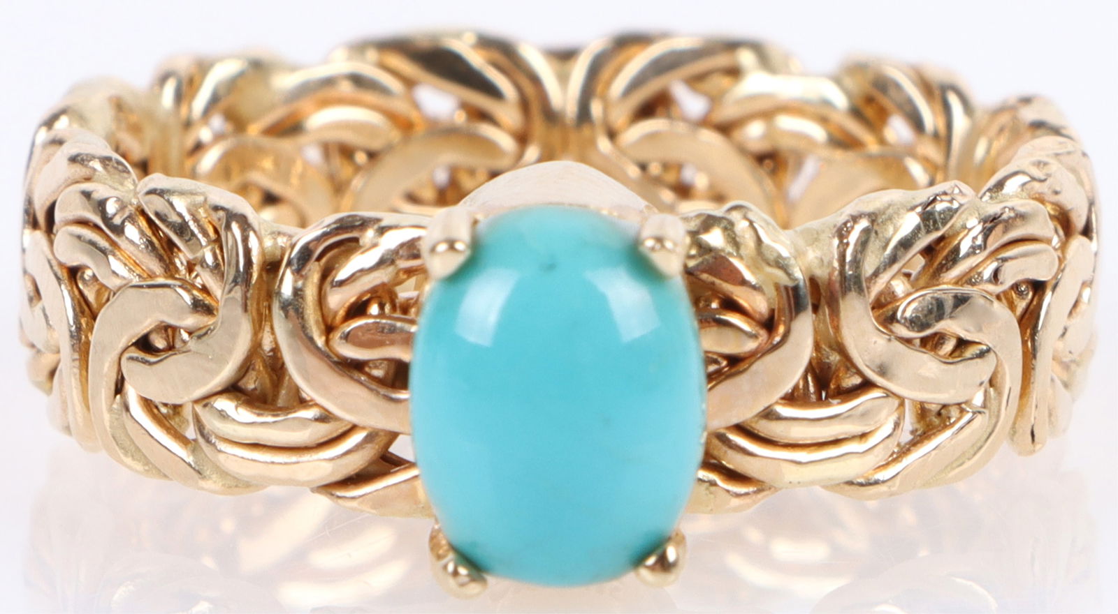 14K YELLOW GOLD ANGEL TURQUOISE LADIES RING (1 of 4)