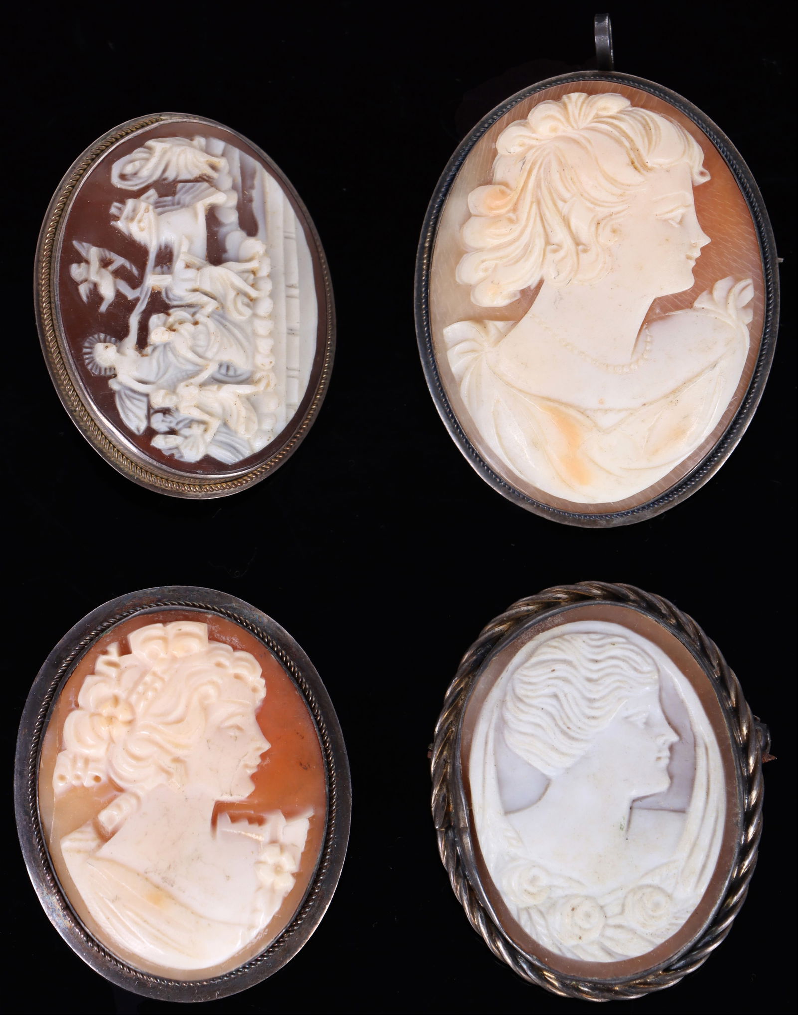 VINTAGE STERLING SILVER CAMEO LADIES BROOCHES (4) (1 of 5)