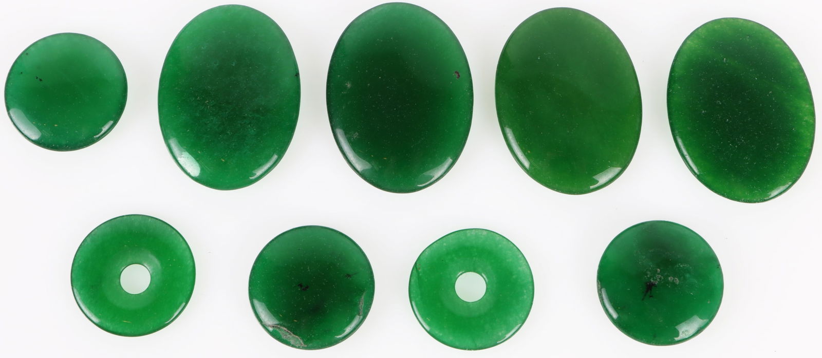 DARK GREEN IMPERIAL JADE CHINESE BEADS - (9) (1 of 3)