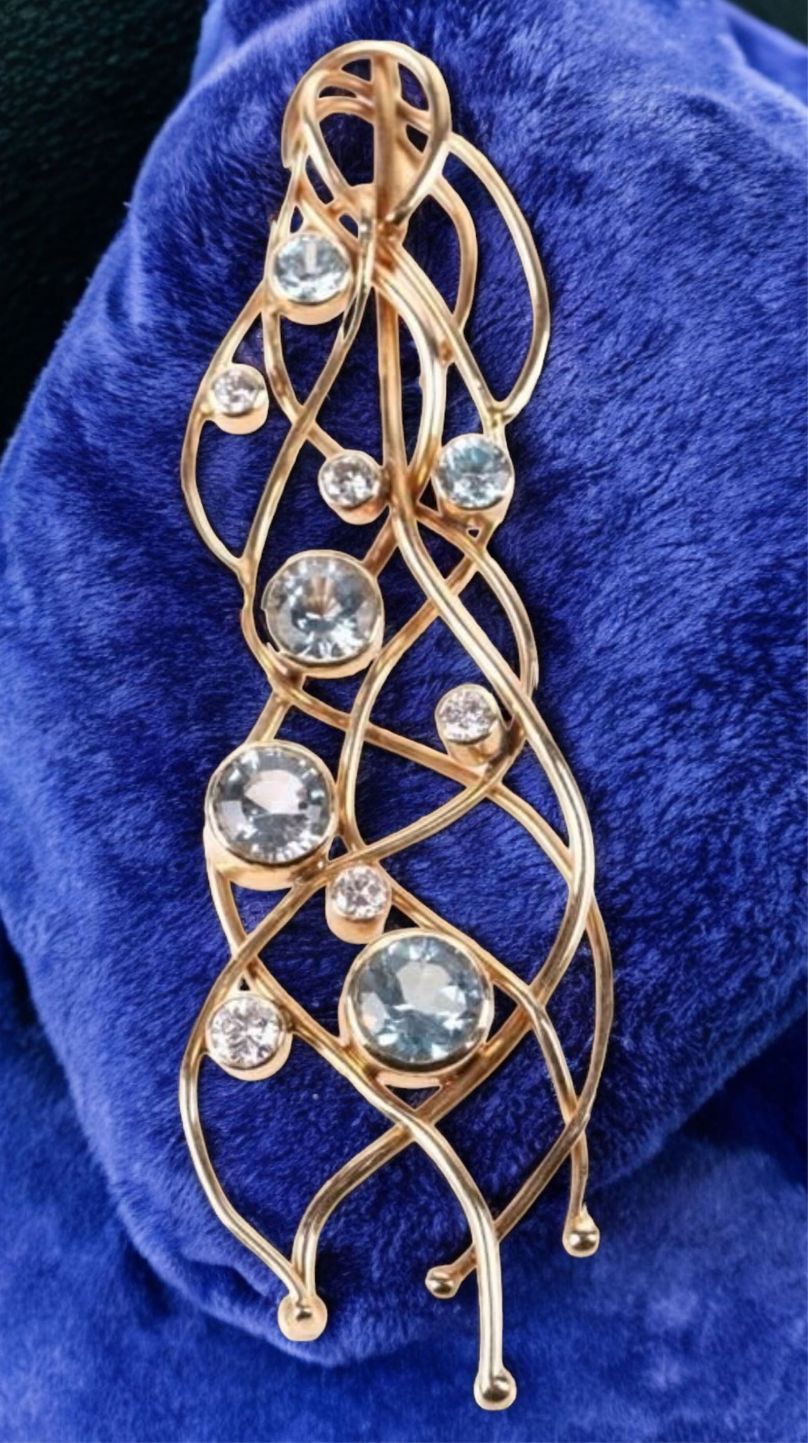 14K YELLOW GOLD DIAMOND TOPAZ UNIQUE PENDANT (1 of 4)