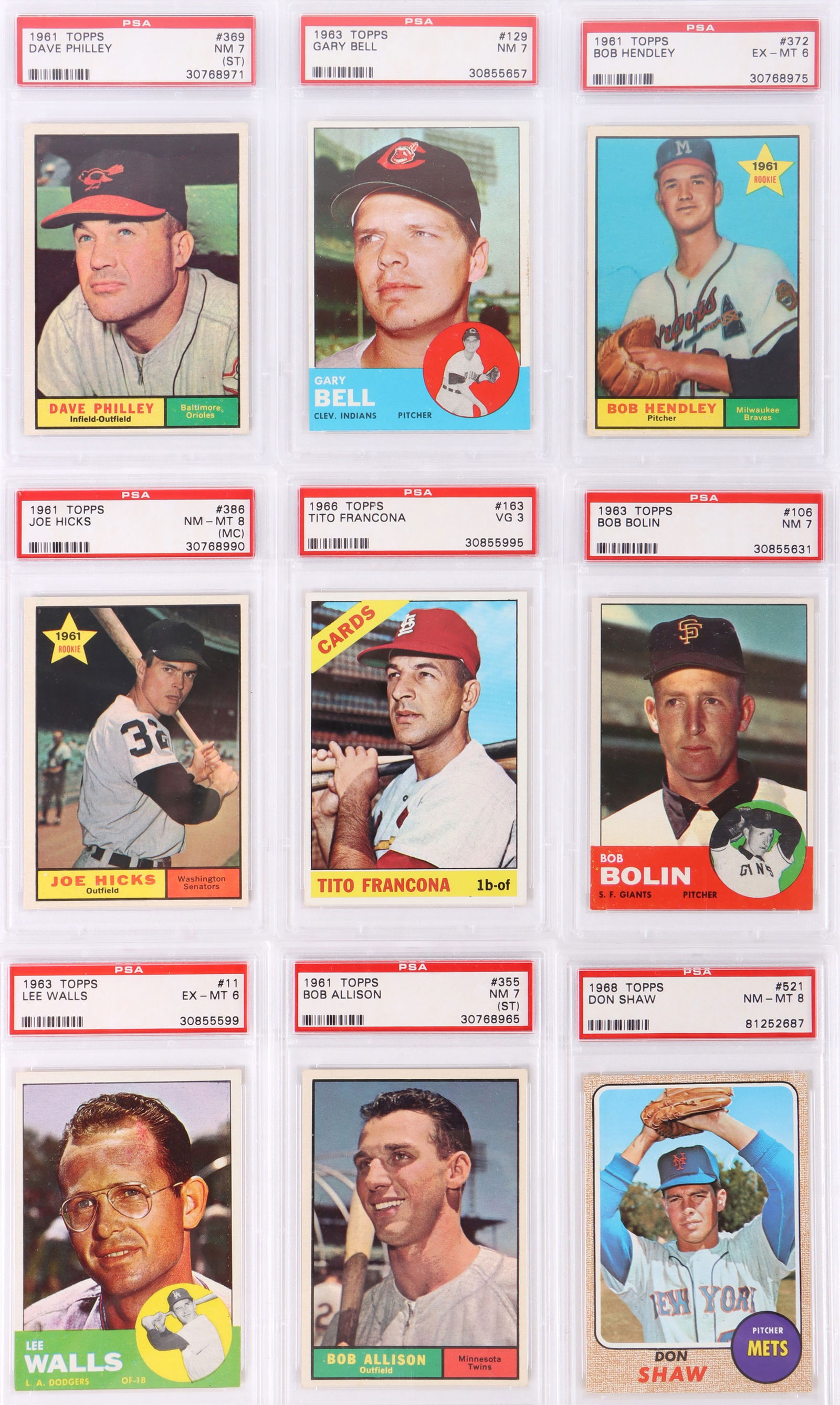 1960'S TOPPS PSA GRADED BASEBALL CARDS - (9) (1 of 4)