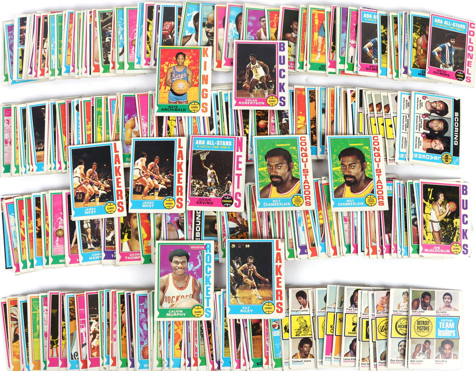 1974 TOPPS BASKETBALL SERIES COLLECTION ~300 CARDS: 185337 1974 TOPPS BASKETBALL SERIES COLLECTION ~300 CARDS 1974 Topps Basketball Series Collection (~300 Cards) To include 200+ Player Cards & 29 Scoring and Team Leaders Cards. To feature: #31 Pat Ril