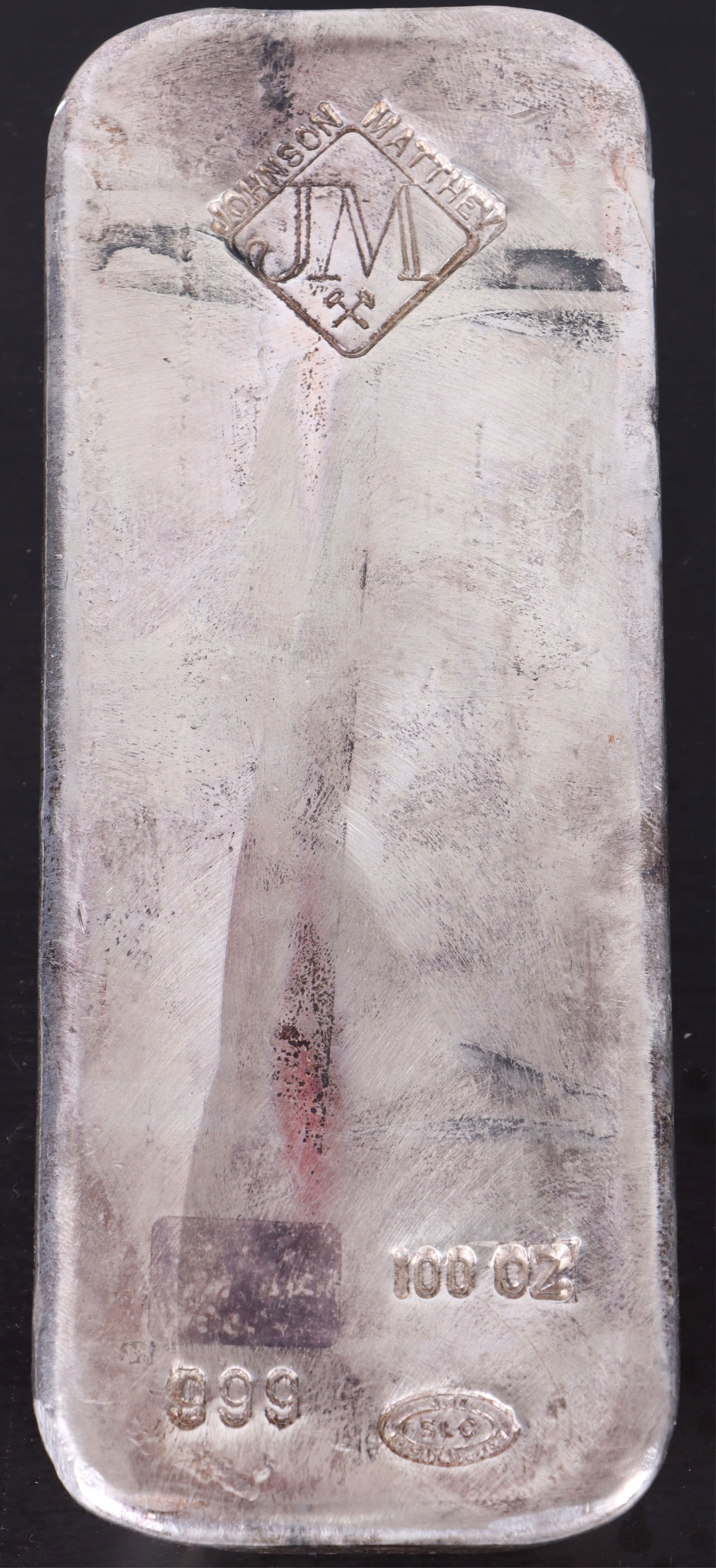 JOHNSON MATTHEY .999 FINE SILVER 100 OZ BAR (1 of 3)