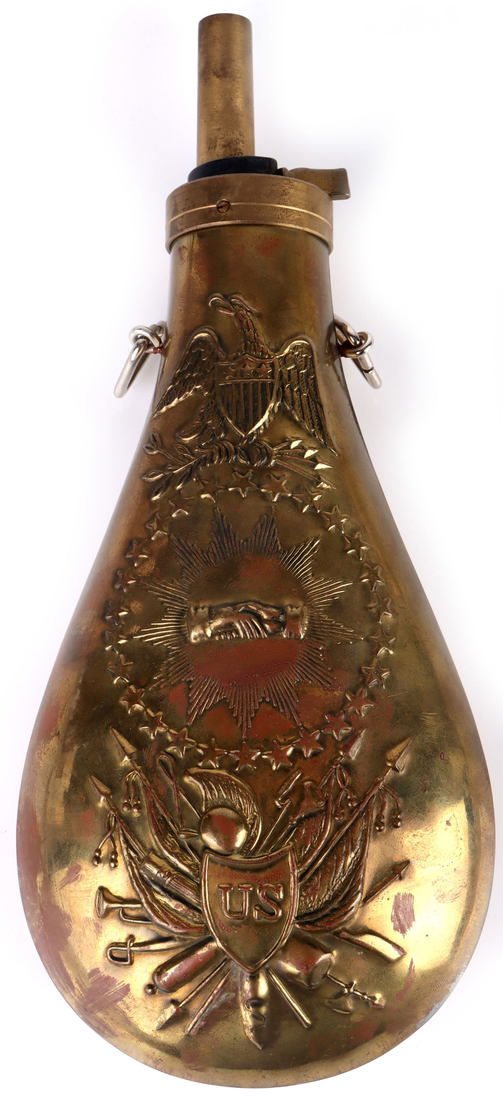 VTG BRASS US CIVIL WAR BLACK POWDER PEACE FLASK (1 of 3)