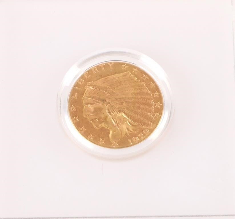 1929 INDIAN HEAD 90% GOLD $2.5 US COIN (1 of 2)