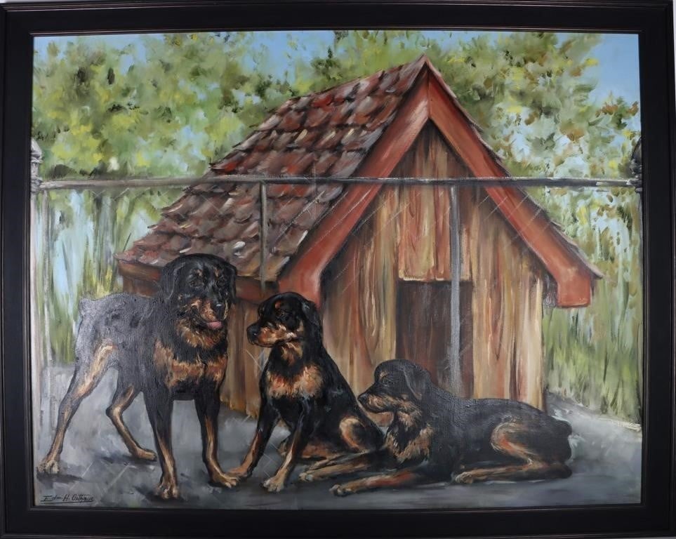 AFTER EDM. H. OSTHAUS ORIGINAL OIL DOG PAINTING (1 of 4)