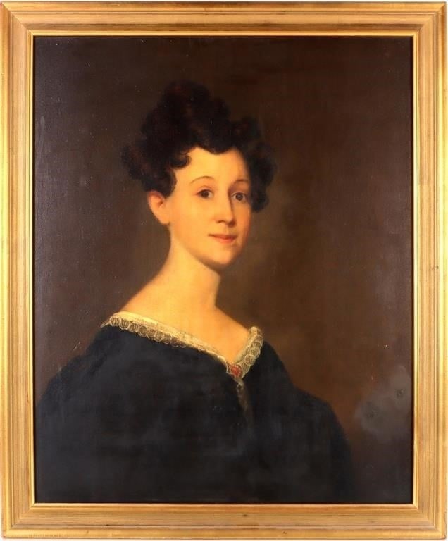 JAMES K. FROTHINGHAM (1786-1864) ORIGINAL PORTRAIT: James K. Frothingham (1786-1864, American) original oil painting portrait of Jane Cornelia Bisset. Frothingham studied under the world famous artist Gilbert Stuart. Stuart is most famous for his portr