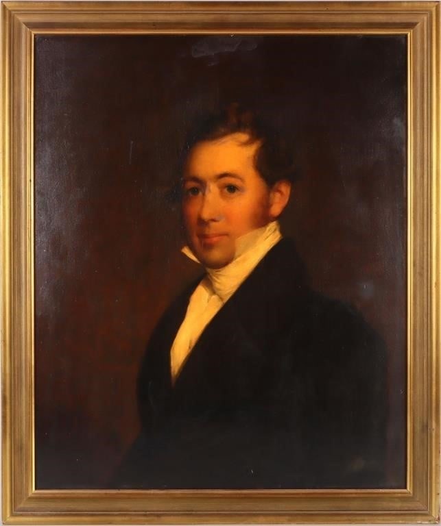JAMES K. FROTHINGHAM (1786-1864) ORIGINAL PORTRAIT: James K. Frothingham (1786-1864, American) original oil painting portrait of William Ironsides. Frothingham studied under the world famous artist Gilbert Stuart. Stuart is most famous for his portrait
