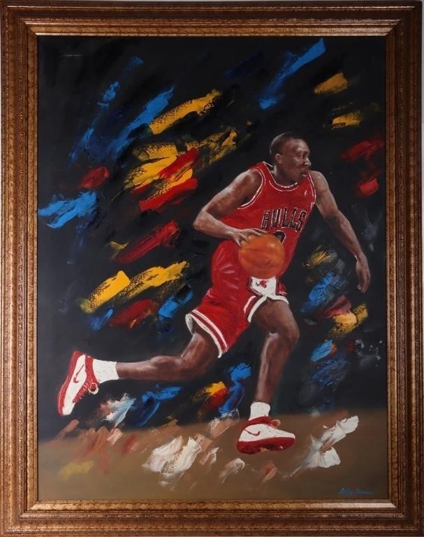 LEROY NEIMAN CHICAGO BULLS ORIGINAL OIL AFTER (1 of 4)