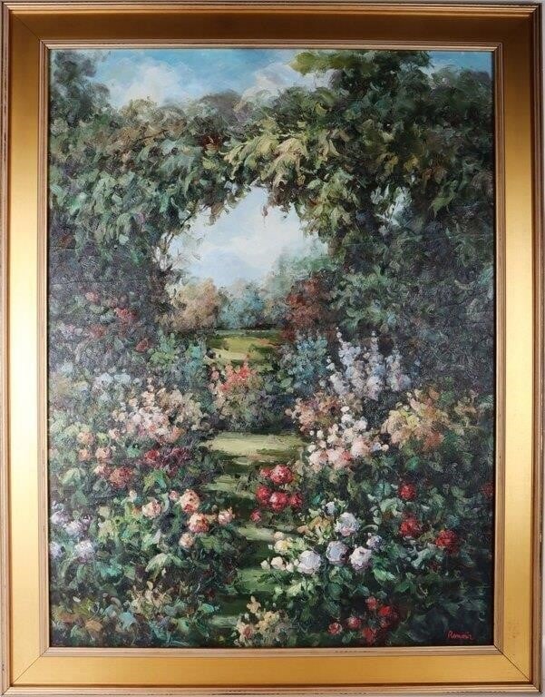 RENOIR ORIGINAL OIL "MAGIC GARDEN" AFTER (1 of 4)