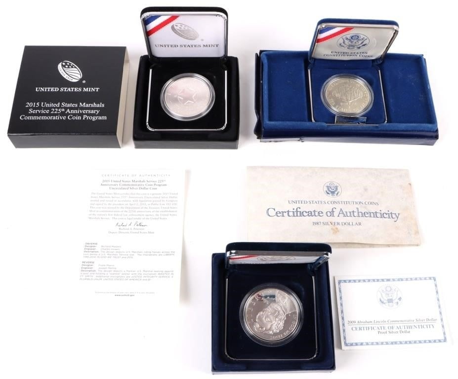 SILVER US COMMEMORATIVE MINT COINS - LOT OF 3 (1 of 6)