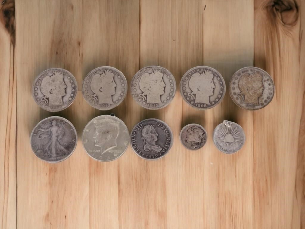 US & SPAIN COLLECTIBLE SILVER COINS - LOT OF 10 (1 of 3)