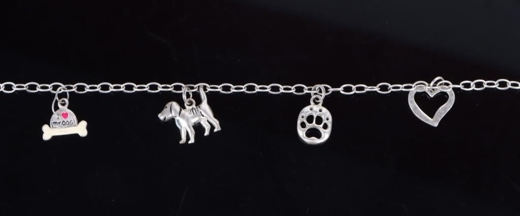 STERLING SILVER DOG LOVERS CHARM BRACELET (1 of 3)