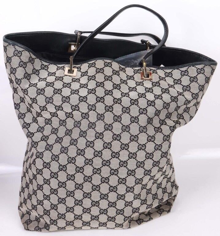 GUCCI GG CANVAS LEATHER LARGE TOTE BAG (1 of 6)