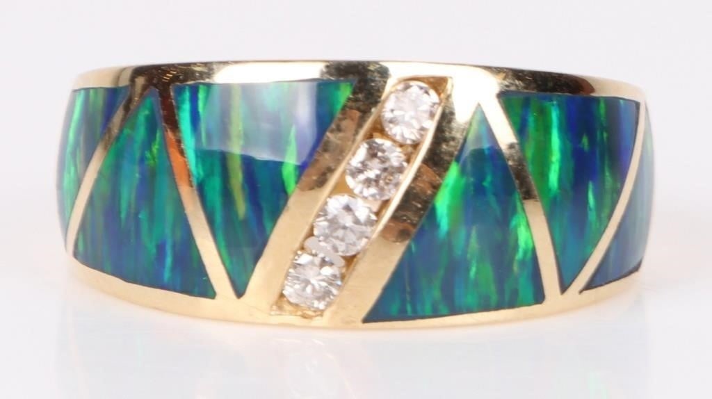 DIAMOND OPAL 14K YELLOW GOLD LADIES RING (1 of 4)
