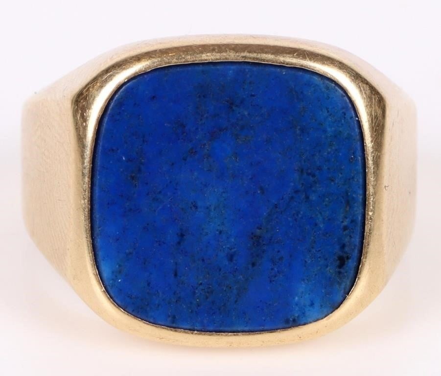 BLUE LAPIS 14K YELLOW GOLD MENS RING (1 of 5)