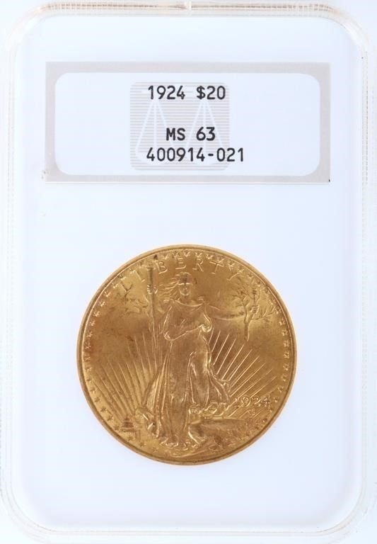 1924 SAINT GAUDENS DOUBLE EAGLE GOLD COIN MS63 $20 (1 of 2)