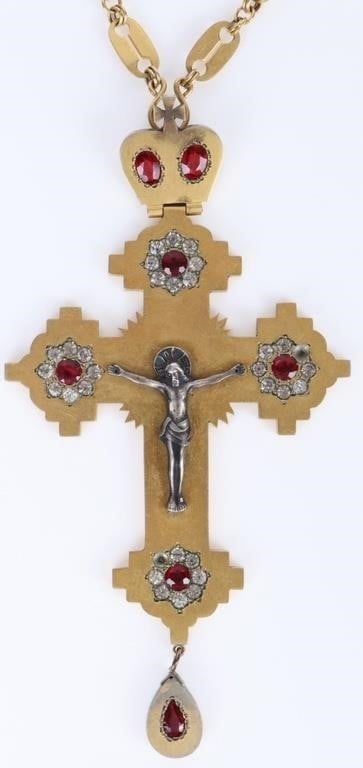 LARGE GOLD PLATED RUSSIAN RELIGIOUS CROSS NECKLACE (1 of 6)