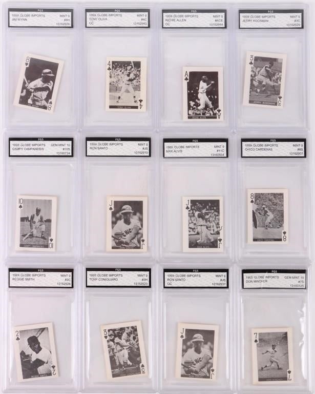 1969 GLOBE IMPORTS BASEBALL PLAYING CARDS - (12) (1 of 4)