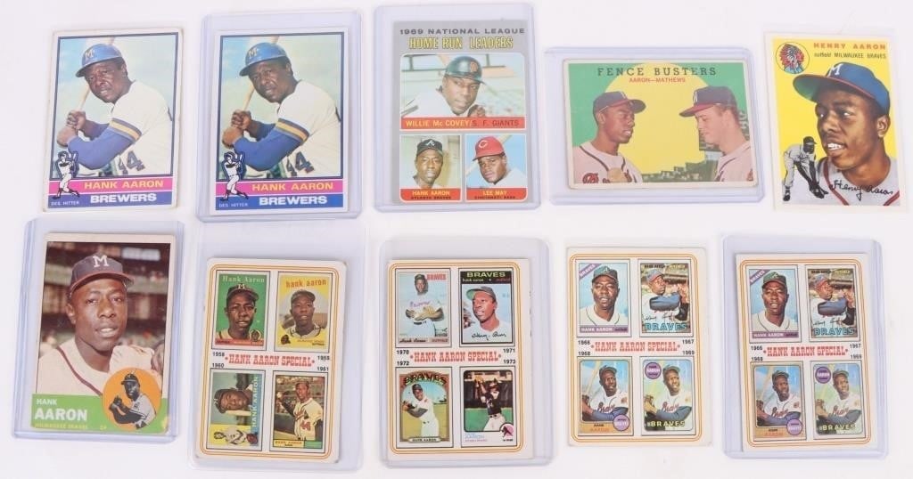 HANK AARON COLLECTIBLE BASEBALL CARDS - (10) (1 of 2)