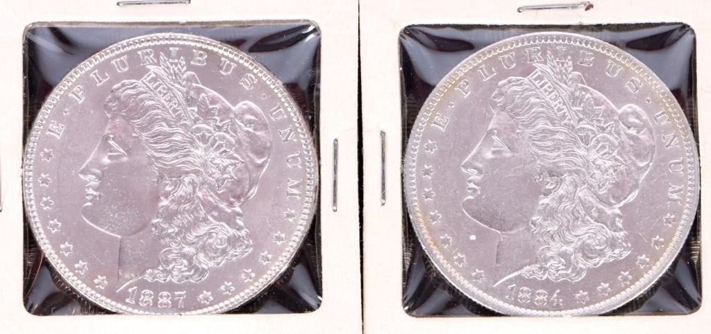 1884 & 1887 SILVER BRILLIANT UNCIRC MORGAN DOLLARS (1 of 6)