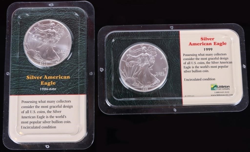 1999 & 2000 W SILVER EAGLE BULLION UNCIRCULATED (1 of 5)