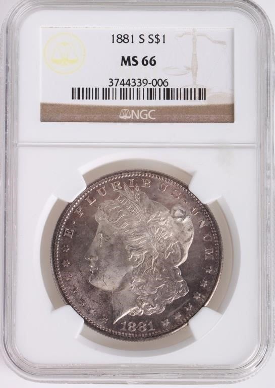 1881S MS-66 NGC RAINBOW TONED MORGAN SILVER DOLLAR (1 of 2)