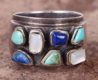 LAPIS, TURQUOISE, MOP STERLING SILVER LADIES RING