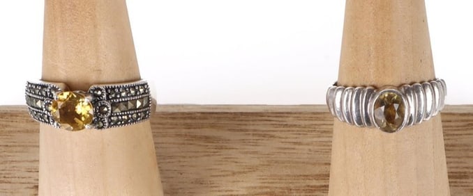 YELLOW CITRINE STERLING SILVER LADIES RINGS