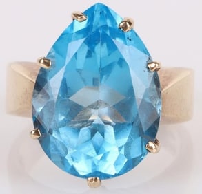 17.5 X 13.0MM PEAR BLUE TOPAZ 10K GOLD RING