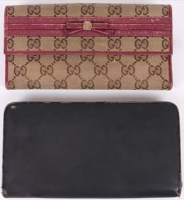 VINTAGE GUCCI LEATHER & CLOTH WALLETS (2)