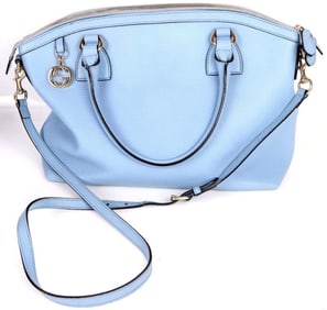 GUCCI DOME LARGE GG CHARM SATCHEL CALFSKIN BLUE