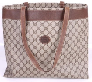GUCCI GG SUPREME PVC LARGE CANVAS TOTE BAG