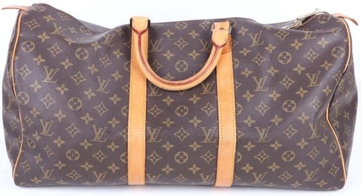 VINTAGE LOUIS VUITTON KEEPALL 55 LEATHER DUFFEL
