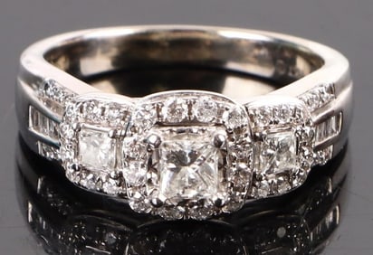 1.0CTW DIAMOND 14K WHITE GOLD LADIES BRIDAL RING