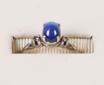 .50CT STAR SAPPHIRE 14K WHITE GOLD LADIES RING