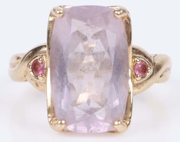14K YELLOW GOLD ROSE QUARTZ PINK TOURMALINE RING