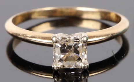 1.0CT PRINCESS-CUT 14K YELLOW GOLD LADIES RING