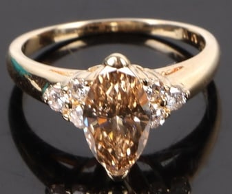 ~0.90CTW NATURAL BROWN DIAMOND 14K GOLD MARQUIS
