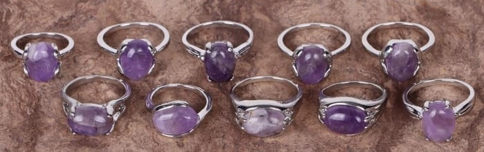 GENUINE AMETHYST MEN'S & LADIES RINGS (10)