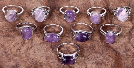 GENUINE AMETHYST MEN'S & LADIES RINGS (10)