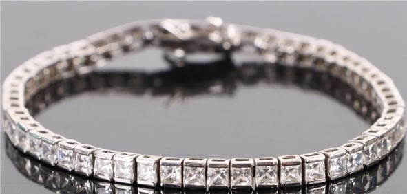STERLING SILVER CUBIC ZIRCONIUM TENNIS BRACELET